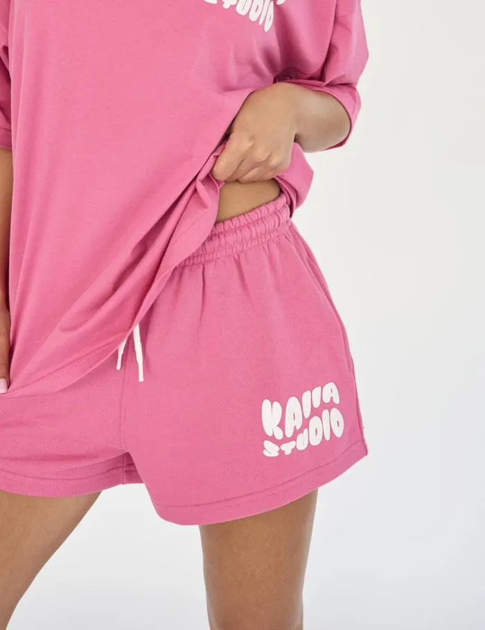 Women Kaiia Studio Bubble Logo Sweat Shorts Pink Pink Public Desire Shorts