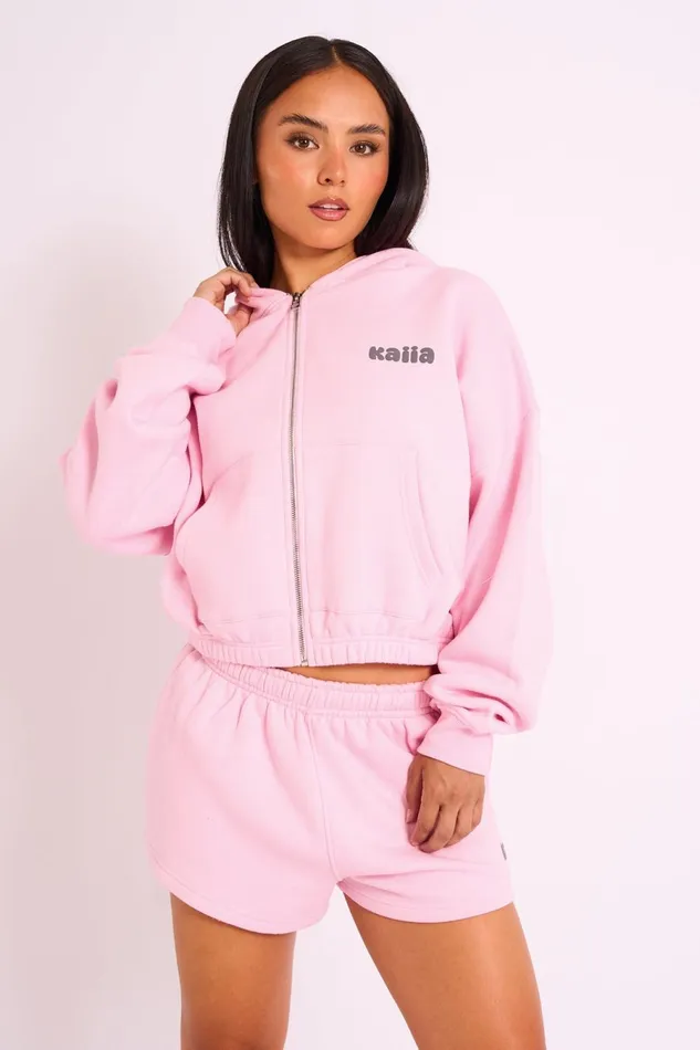 Women Kaiia Studio Bubble Logo Zip Through Crop Hoodie Pink Grey Public Desire Kaiia The Label Women Kaiia Studio Bubble Logo Zip Through Crop Hoodie Pink Grey Public Desire Kaiia The Label