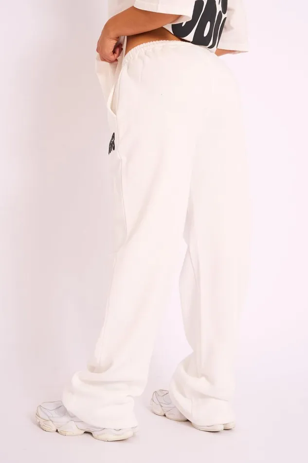 Women Kaiia Studio Bubble Wide Leg Jogger White and Black Black Public Desire Jogger and Leggings