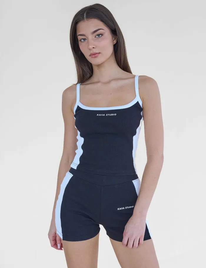 Women Kaiia Studio Contrast Panel Ribbed Vest Top Black and White Black Public Desire Tops Women Kaiia Studio Contrast Panel Ribbed Vest Top Black and White Black Public Desire Tops
