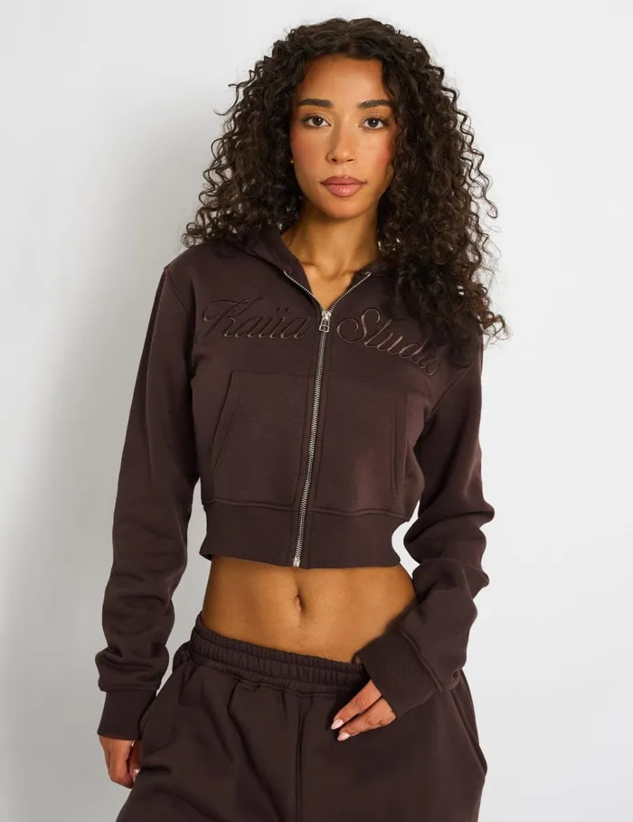 Women Kaiia Studio Cropped Zip Up Hoodie Mocha Mocha Public Desire Sweatshirt and Hoodies Women Kaiia Studio Cropped Zip Up Hoodie Mocha Mocha Public Desire Sweatshirt and Hoodies