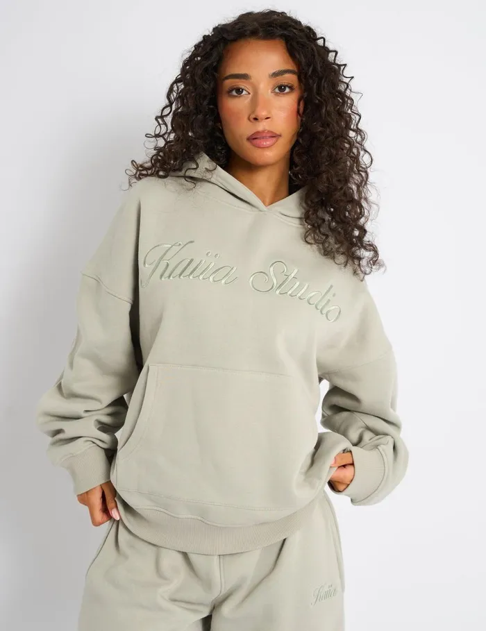 Women Kaiia Studio Script Logo Oversized Hoodie Matcha Green Public Desire Sweatshirt and Hoodies Women Kaiia Studio Script Logo Oversized Hoodie Matcha Green Public Desire Sweatshirt and Hoodies