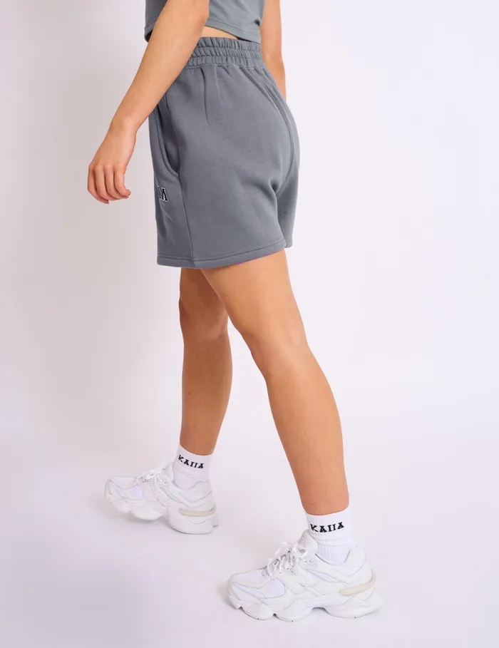Women Kaiia Sweat Logo Shorts In Charcoal Grey Grey Public Desire Shorts