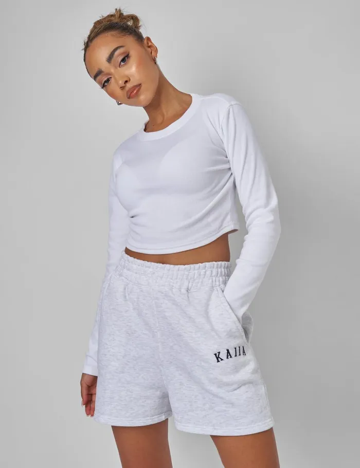Women Kaiia Sweat Logo Shorts In Grey Marl Grey Public Desire Shorts