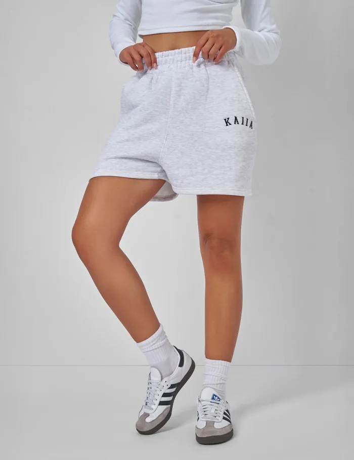 Women Kaiia Sweat Logo Shorts In Grey Marl Grey Public Desire Shorts