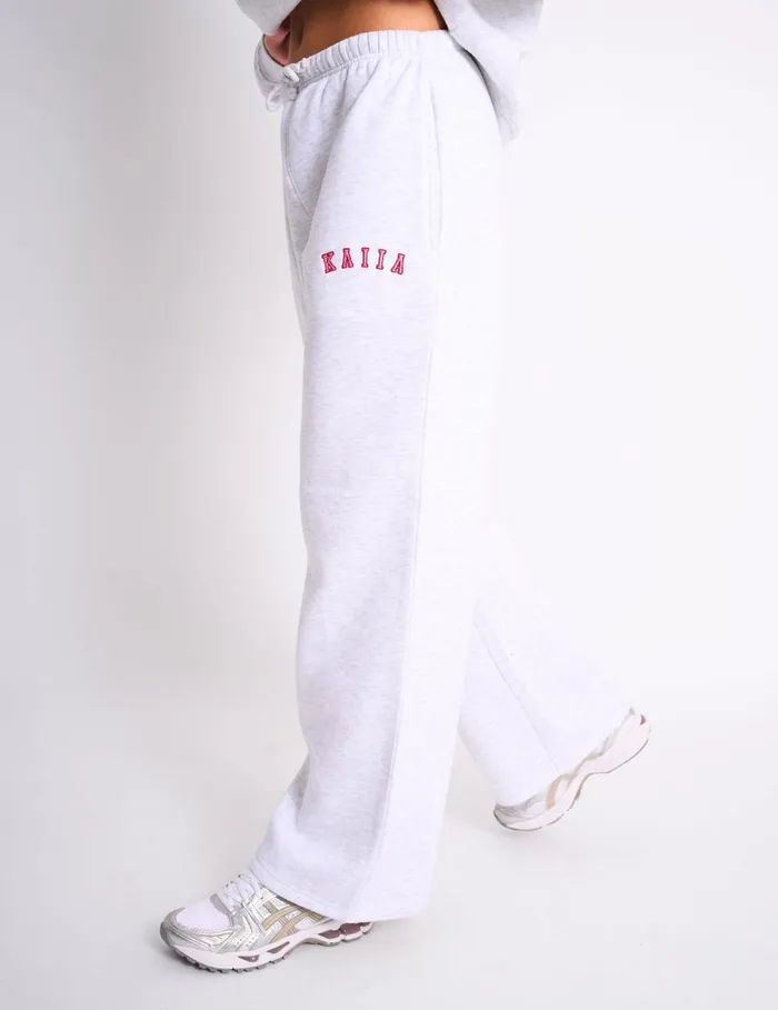 Women Kaiia Wide Leg Joggers Light Grey Marl and RedPink Redpink Public Desire Jogger and Leggings