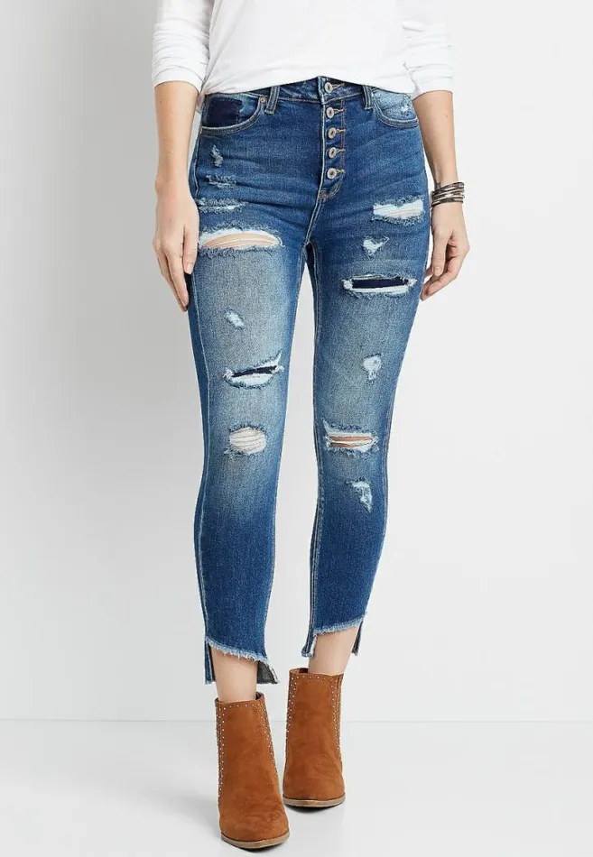 Women Kancan High Rise Destructed Button Fly Skinny Ankle Jean Maurices Jeans Women Kancan High Rise Destructed Button Fly Skinny Ankle Jean Maurices Jeans