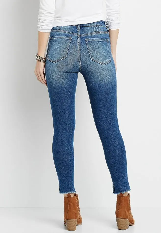 Women Kancan High Rise Destructed Button Fly Skinny Ankle Jean Maurices Jeans