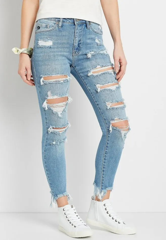 Women Kancan High Rise Light Super Destructed Skinny Jean Maurices Jeans
