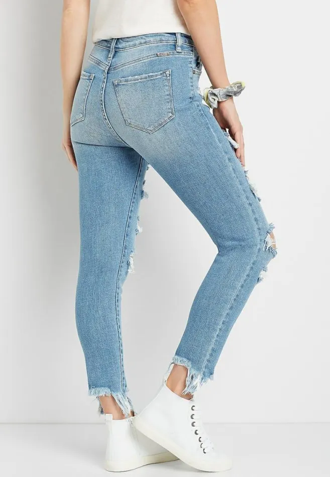 Women Kancan High Rise Light Super Destructed Skinny Jean Maurices Jeans