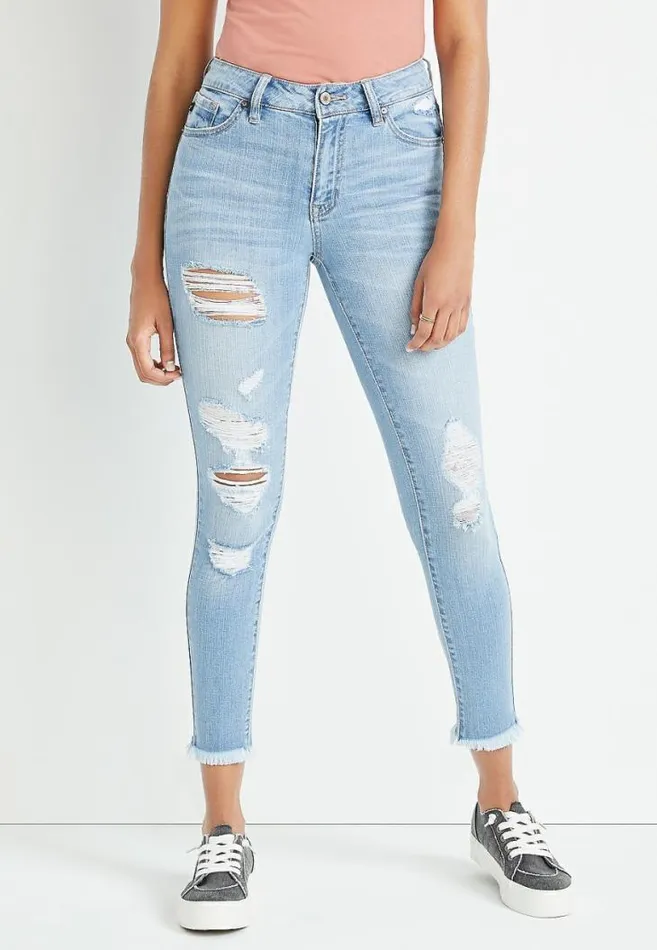 Women Kancan High Rise Light Wash Ripped Skinny Jean Maurices Jeans