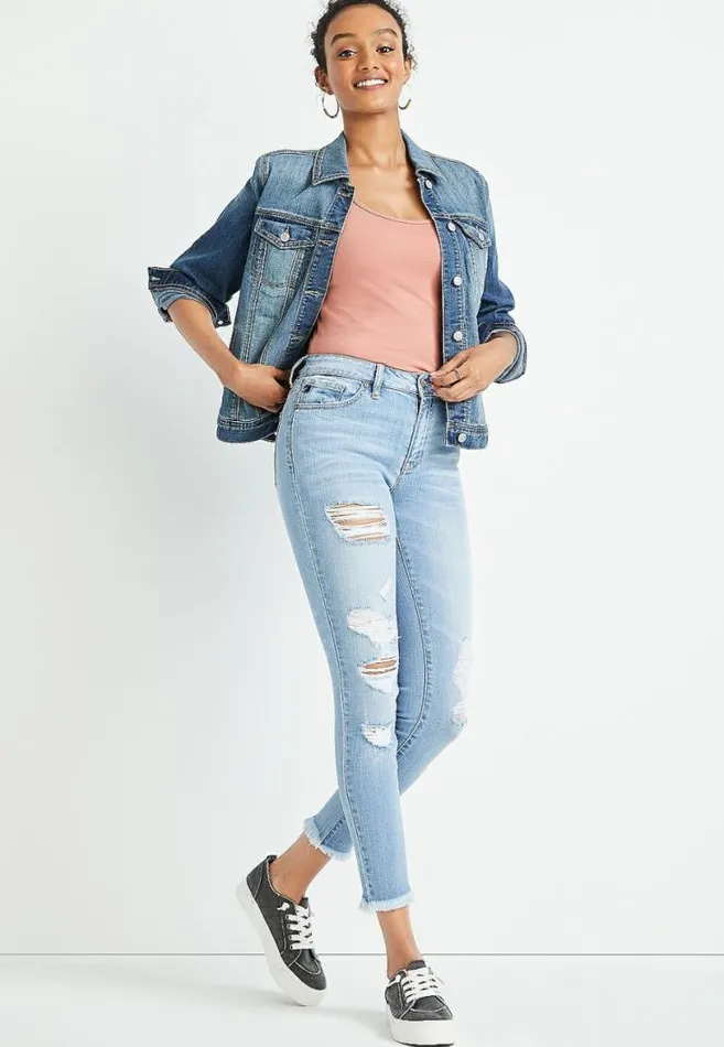 Women Kancan High Rise Light Wash Ripped Skinny Jean Maurices Jeans