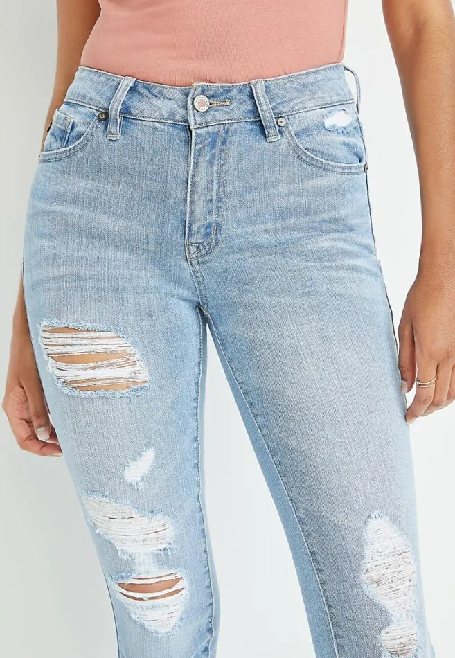 Women Kancan High Rise Light Wash Ripped Skinny Jean Maurices Jeans