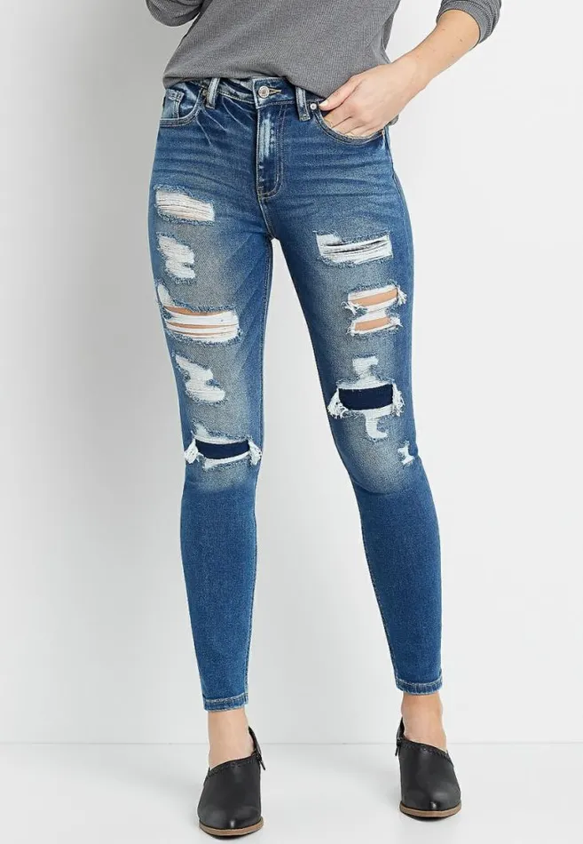 Women Kancan High Rise Medium Backed Destructed Skinny Jean Maurices Jeans