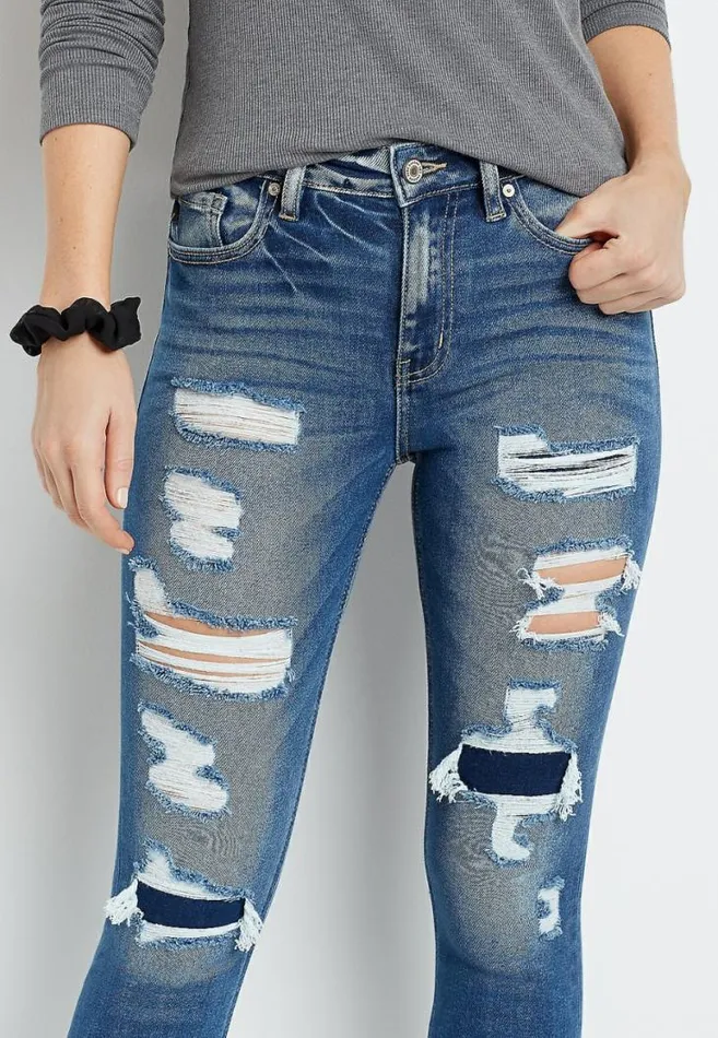 Women Kancan High Rise Medium Backed Destructed Skinny Jean Maurices Jeans