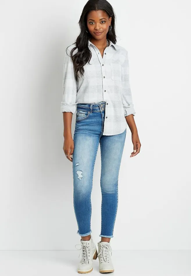 Women Kancan High Rise Medium Fray Waist Skinny Jean Maurices Jeans