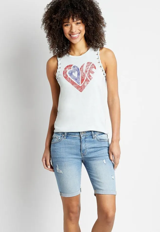 Women Kancan Light Wash Ripped Bermuda Short Maurices Bottoms