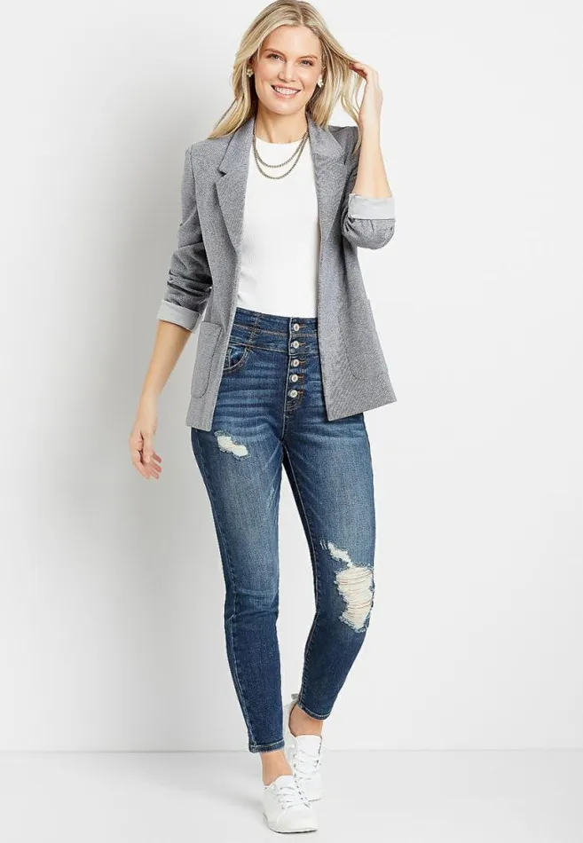 Women Kancan Super High Rise Dark Destructed Curvy Button Fly Skinny Jean Maurices Jeans Women Kancan Super High Rise Dark Destructed Curvy Button Fly Skinny Jean Maurices Jeans