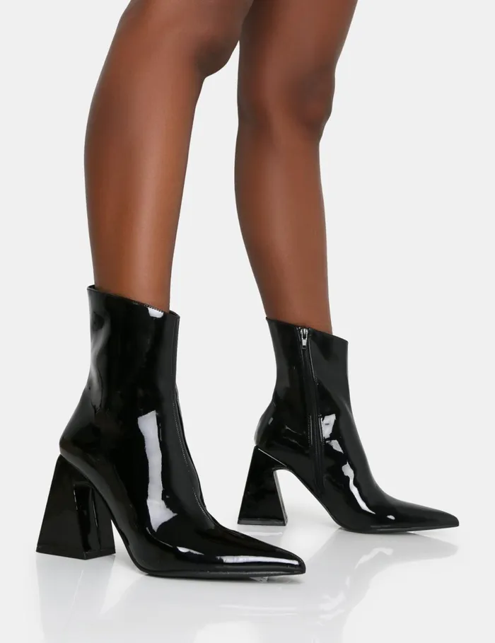 Women Kenzie Black Patent Pointed Toe Block Heel Ankle Boots Black Public Desire Ankle Boots Women Kenzie Black Patent Pointed Toe Block Heel Ankle Boots Black Public Desire Ankle Boots