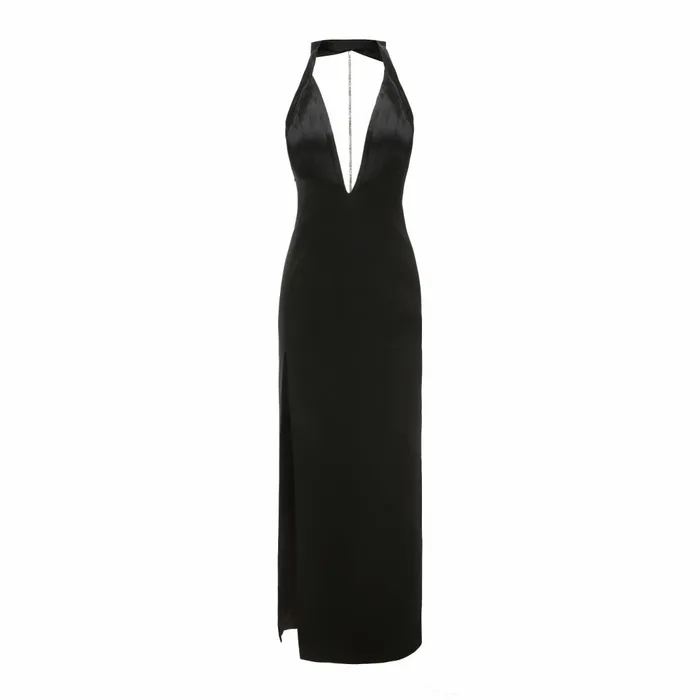 Women Keyaira Black Satin Dress Nana Jacqueline Dresses