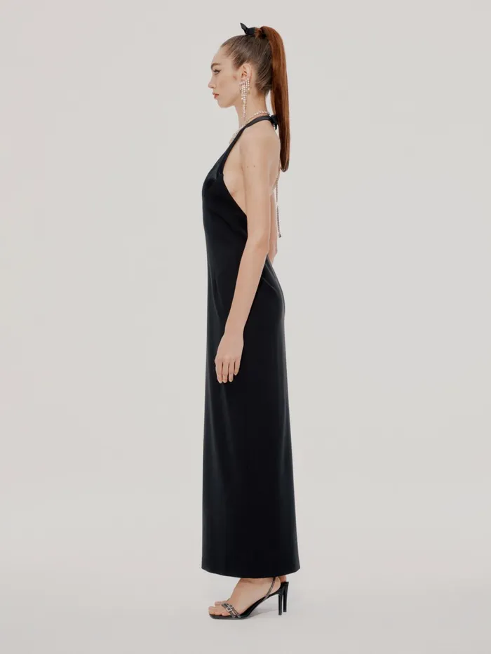 Women Keyaira Black Satin Dress Nana Jacqueline Dresses