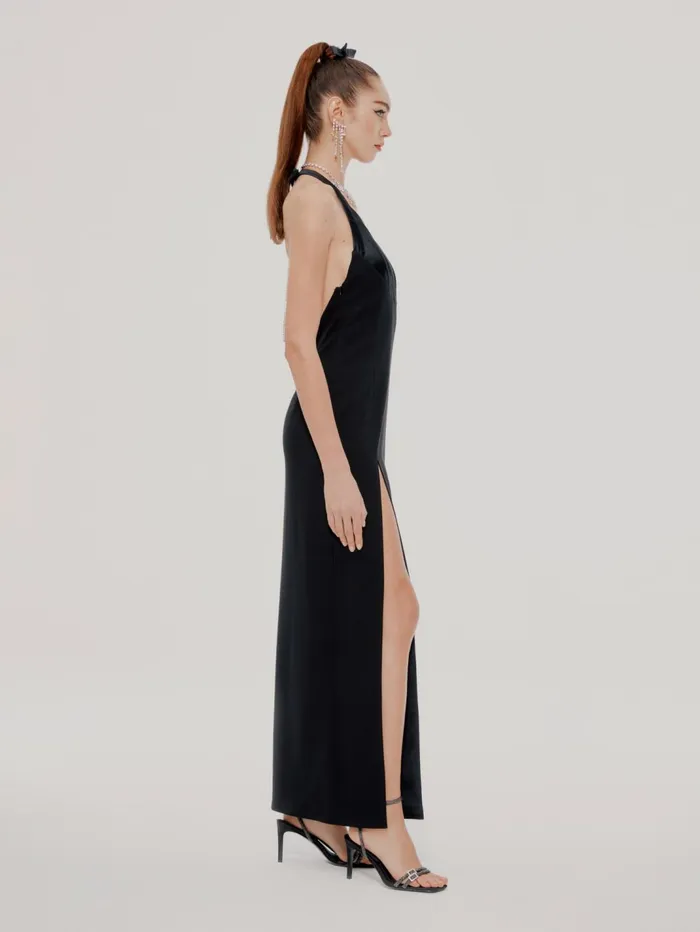 Women Keyaira Black Satin Dress Nana Jacqueline Dresses