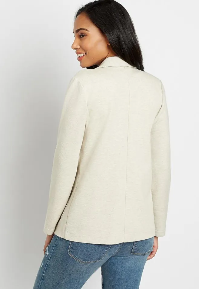 Women Knit Twill Boyfriend Blazer Maurices Tops