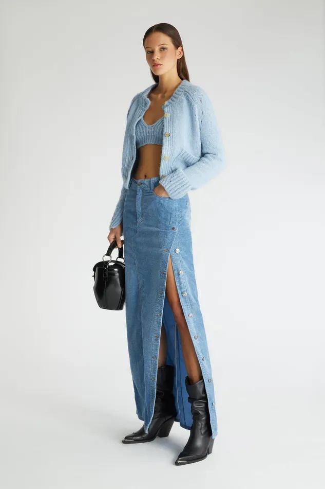 Women Knitwear Ermanno Scervino Alpaca Blend Cardigan With Pearl Stitch Light Blue