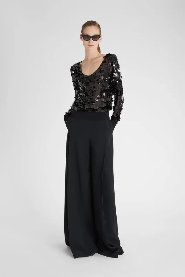 Women Knitwear Ermanno Scervino Pure Merino Wool Sweater With Vneck And All Over Sequins