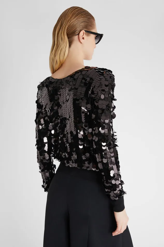 Women Knitwear Ermanno Scervino Pure Merino Wool Sweater With Vneck And All Over Sequins