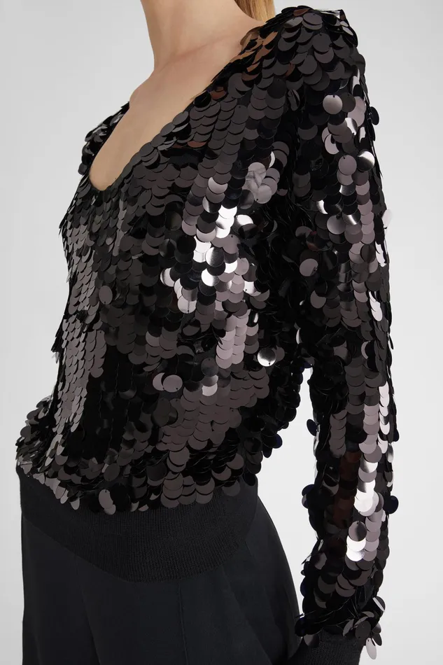 Women Knitwear Ermanno Scervino Pure Merino Wool Sweater With Vneck And All Over Sequins