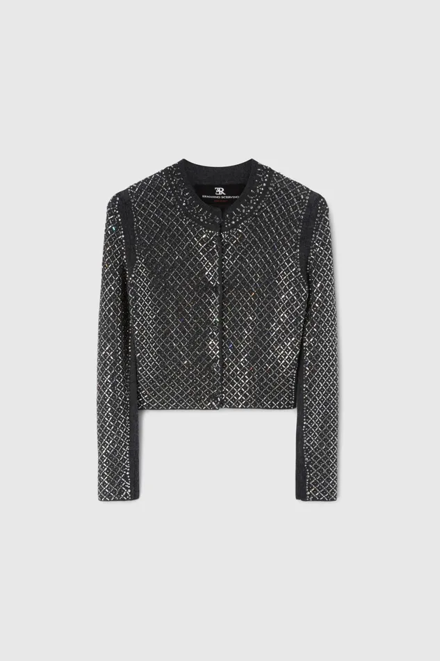 Women Knitwear Ermanno Scervino Wool And Cashmere Blend Cardigan With Handapplied Microcrystals Women Knitwear Ermanno Scervino Wool And Cashmere Blend Cardigan With Handapplied Microcrystals