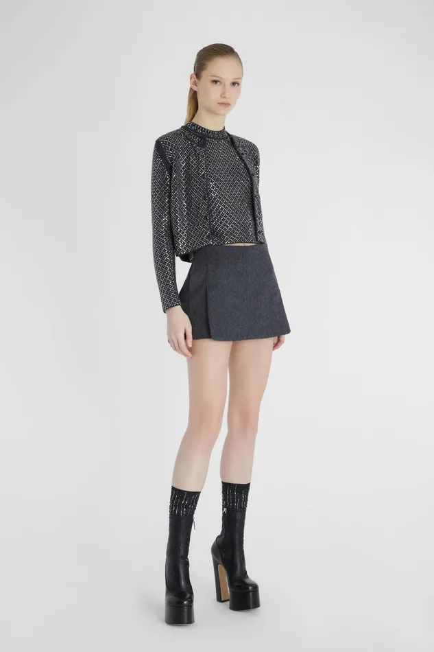 Women Knitwear Ermanno Scervino Wool And Cashmere Blend Cardigan With Handapplied Microcrystals
