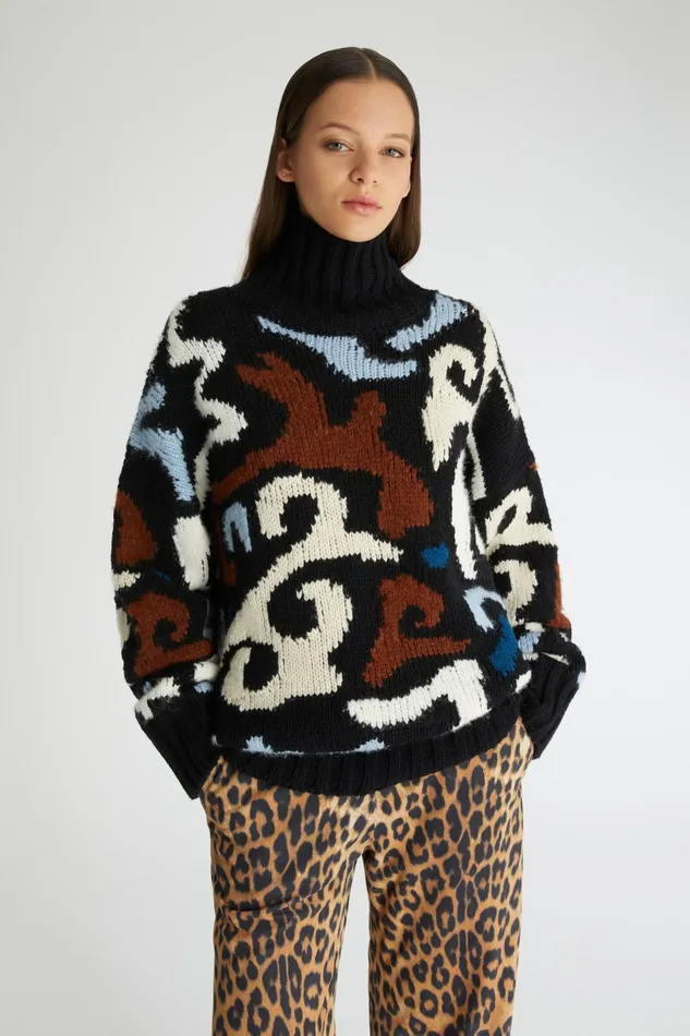 Women Knitwear Ermanno Scervino Wool Oversized Sweater With Colorful Pattern 8211 Ermanno Scervino Print