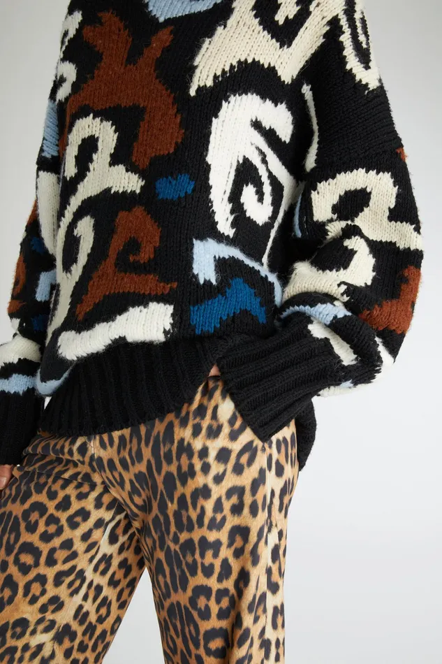Women Knitwear Ermanno Scervino Wool Oversized Sweater With Colorful Pattern 8211 Ermanno Scervino Print