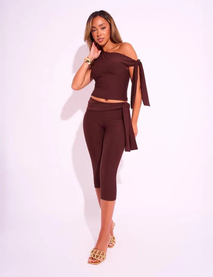 Women Knot Detail Tie Side Luxe Slinky Capri Pants Chocolate Chocolate Public Desire Two Piece Sets Women Knot Detail Tie Side Luxe Slinky Capri Pants Chocolate Chocolate Public Desire Two Piece Sets