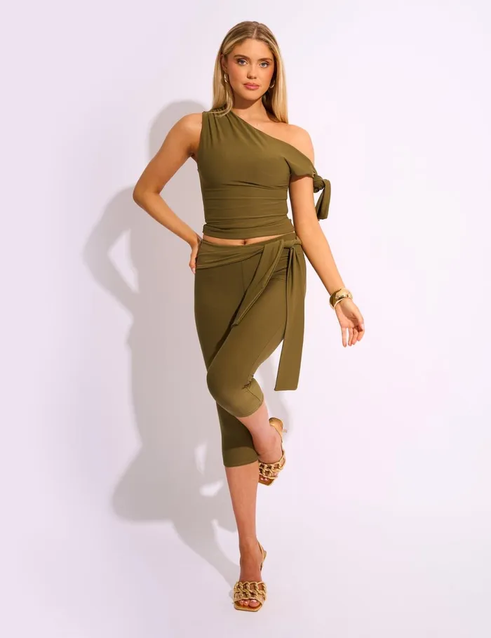 Women Knot Detail Tie Side Luxe Slinky Capri Pants Khaki Khaki Public Desire Festival Women Knot Detail Tie Side Luxe Slinky Capri Pants Khaki Khaki Public Desire Festival