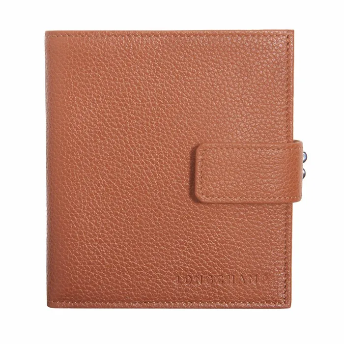 Women Le Foulonn Compact Wallet Caramel Longchamp Leather Wallets
