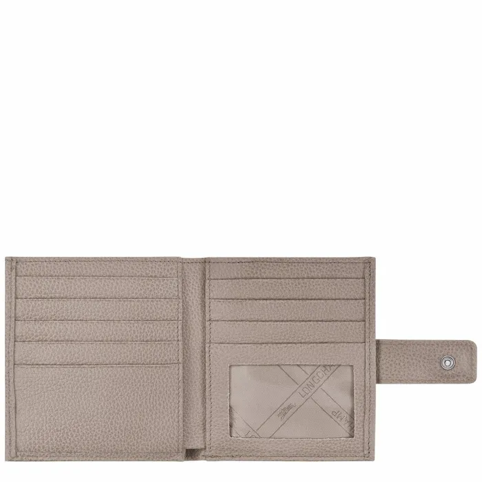 Women Le Foulonn Compact Wallet Turtledove Longchamp Leather Wallets