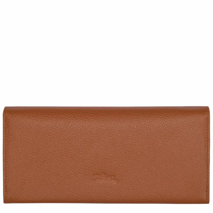 Women Le Foulonn Continental Wallet Caramel Longchamp Leather Wallets