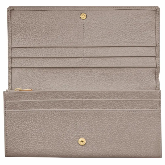 Women Le Foulonn Continental Wallet Turtledove Longchamp Leather Wallets