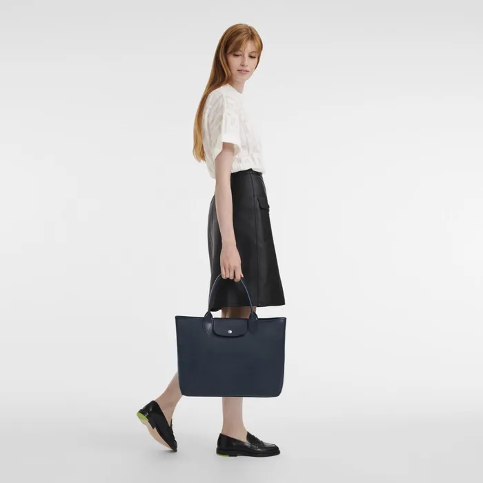 Women Le Pliage City L Tote Bag Navy Longchamp Handbags