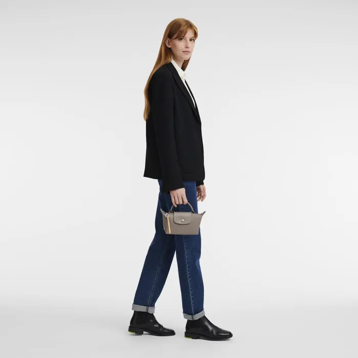 Women Le Pliage City Pouch With Handle Taupe Longchamp Pouches and Cases