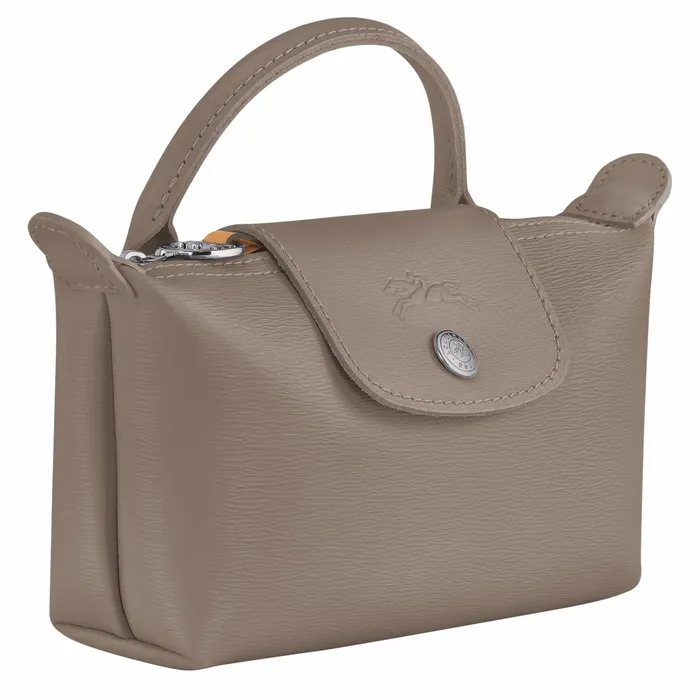 Women Le Pliage City Pouch With Handle Taupe Longchamp Pouches and Cases
