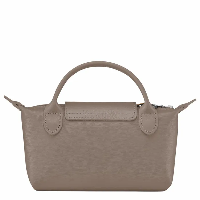 Women Le Pliage City Pouch With Handle Taupe Longchamp Pouches and Cases