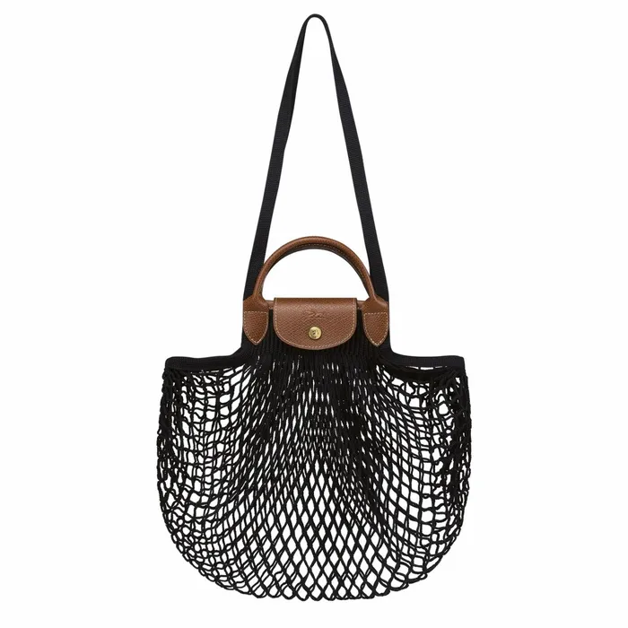 Women Le Pliage Filet L Mesh Bag Black Longchamp Handbags