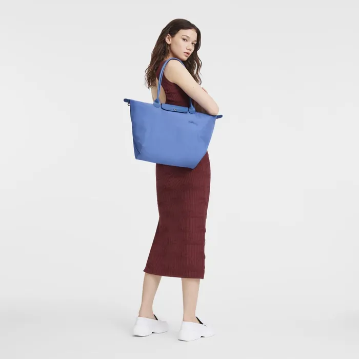 Women Le Pliage Green L Tote Bag Cornflower Longchamp Shoulder Bags
