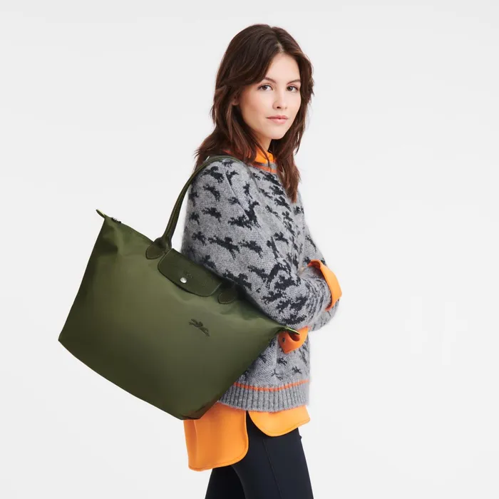 Women Le Pliage Green L Tote Bag Forest Longchamp Shoulder Bags