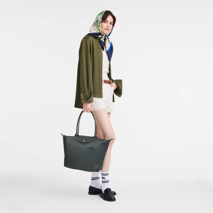 Women Le Pliage Green L Tote Bag Graphite Longchamp Shoulder Bags