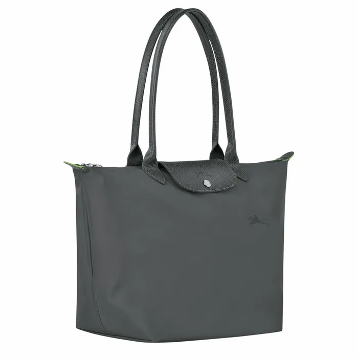 Women Le Pliage Green L Tote Bag Graphite Longchamp Shoulder Bags